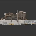 Construction Site 3D Model Featuring Scaffolding Platform Stone Blocks And Materials