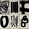 Modern Square Rugs With Abstract Black Line Designs On Light Background