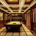 European-style Billiards Room Bar Counter Wine Cabinet Wall Panel Ceiling 3d model