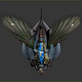 Mythical Creature With Vibrant Blue Green Purple Fins And Intricate Mechanical Armor Design