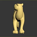 Golden Leopard Sculpture on Black Surface with Shiny Reflection and Modern Design