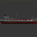Gray And Red Cargo Ship Model With Detailed Deck Mechanical Structures