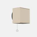 Square Wall Lamp With Light Colored Illuminated Lampshade And Pull Chain Switch On Gray Wall 3d model