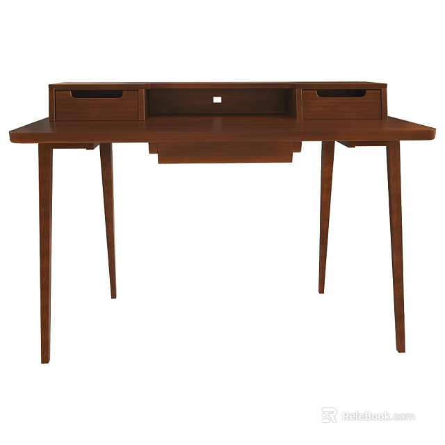 Modern Wooden Vanity Table With Drawers Sturdy Legs And Simple Design 3d model 