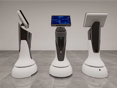 Three Smart Machines With Interactive Digital Screens And Modern Sleek Design 3d model