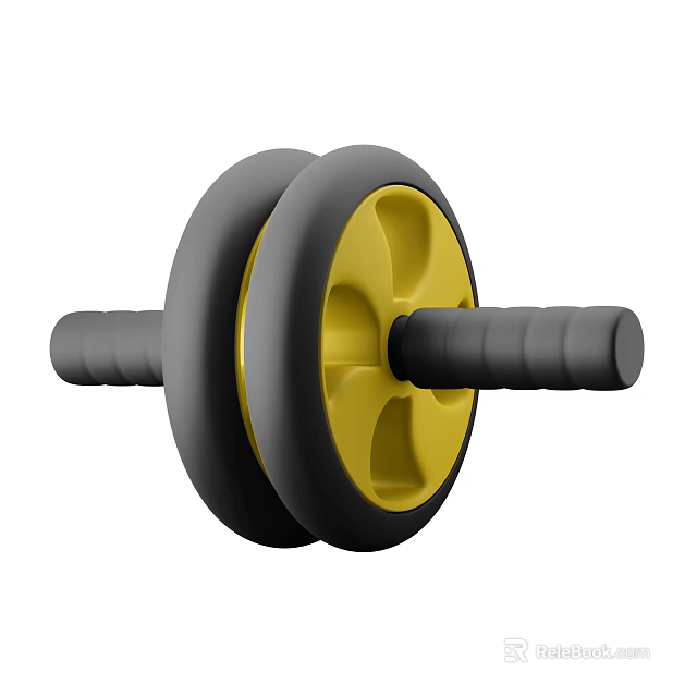 Dual Wheel Ab Roller Fitness Equipment With Yellow Center And Black Handles For Core Training 3d model 