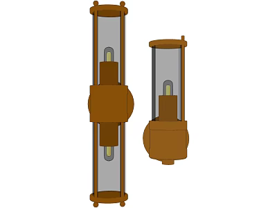 Vintage Wooden Wall Lamp With Glass Shade And Dual Light Design 3d model