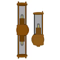 Vintage Wooden Wall Lamp With Glass Shade And Dual Light Design