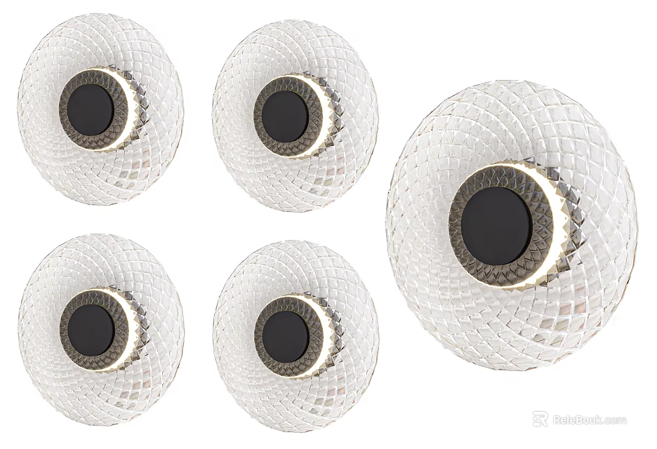 Modern White Woven Mesh Wall Lamps With Black Circular Center 3d model 