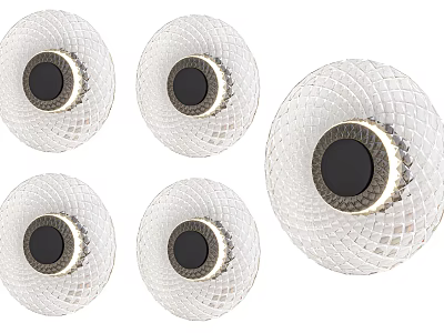 Modern White Woven Mesh Wall Lamps With Black Circular Center 3d model