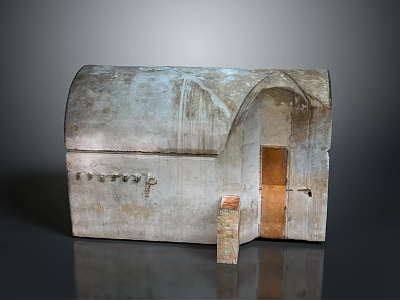 Ancient Stone Building Relic With Arched Roof And Carved Surface Details 3d model