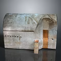 Ancient Stone Building Relic With Arched Roof And Carved Surface Details