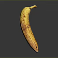 Ripe Yellow Banana Fruit With Brown Spots On Black Reflective Background