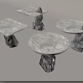 Modern Luxury Coffee Tables with Marble Countertops and Irregular Stone Bases Round and Square Designs