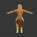 Muscular White Haired Man With Brown Pants Yellow Accents And Gold Boots On Gray Background