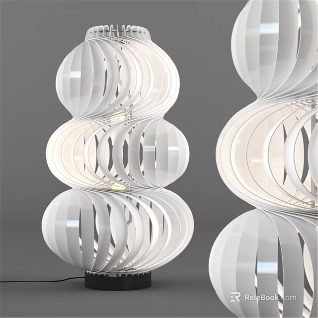 Modern White Table Lamp With Layered Striped Design And Artistic Structure 3d model 