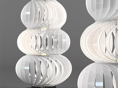 Modern White Table Lamp With Layered Striped Design And Artistic Structure 3d model
