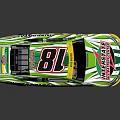 Green And White NASCAR Race Car With Number 18 And Nationwide Sponsor Logos