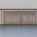 Modern Swing Door With Decorative Metal Railings And Wooden Top Design