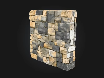 Building Exterior Wall With Natural Mixed Color Stone Blocks Texture Design 3d model