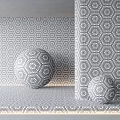 Wall Featuring Geometric Pattern And Spherical Decor 3d model