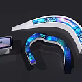 Modern Display Shelves With Curved Structure Digital Displays And Various Designs 3d model