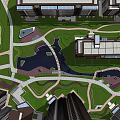 Serene Residential Landscape With Lush Greenery Water Features Winding Paths And Modern Buildings
