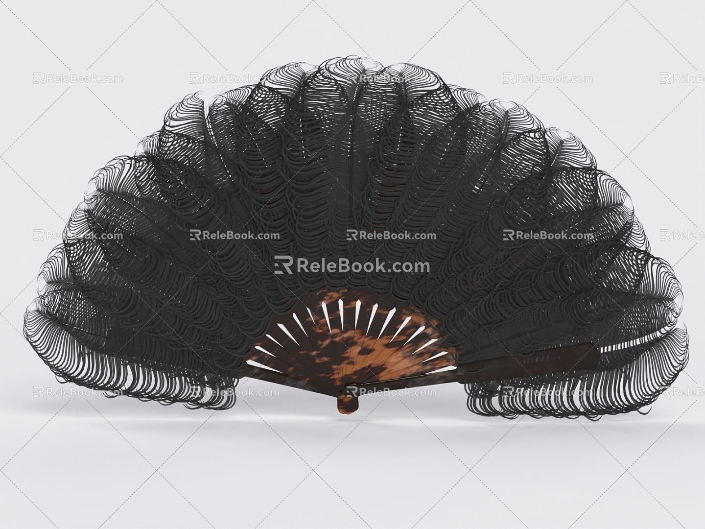 folding fan feather fan 3d model