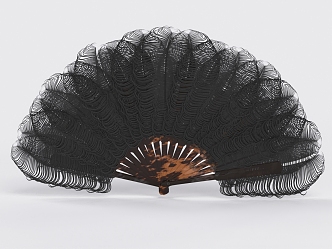 folding fan feather fan 3d model