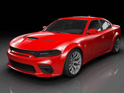 Red Sleek Sports Car Exterior Design With Alloy Wheels And Front Grille 3d model