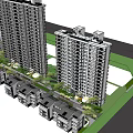 Modern Residential Complex With High Rise Low Rise Buildings Green Spaces And Road