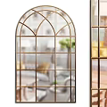 Decorative Arched Mirror With Gold Metal Grid Frame For Home Interior Decoration
