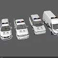 Multiple Police Function Vehicles With Emergency Lights Car SUV And Van Models For Law Enforcement 3d model