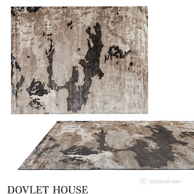 Artistic Square Rug With Abstract Dark And Light Pattern Modern Design 3d model 