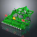 Green Agricultural Disc Harrow Machinery With Frame Blades And Warning Signs