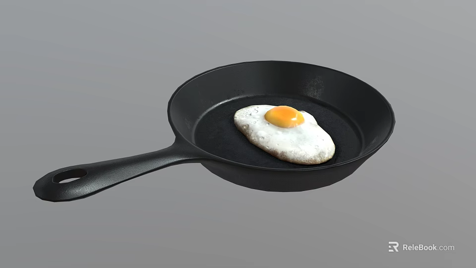 Smart Kitchen Appliance Frying Egg In Pan 3d model 