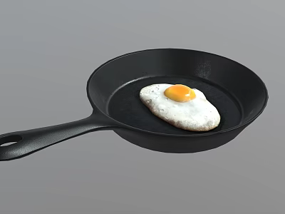 Smart Kitchen Appliance Frying Egg In Pan 3d model