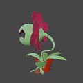 Cartoon Flower With Pink Petals Sharp Teeth And Green Leaves In Brown Pot