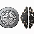 New Chinese Style Door Handle Lock Key Door Lock Pattern Handle Round Door Handle 3d model