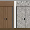 Wooden Double Doors With Vertical Lines And Intricate Patterned Interior Design 3d model