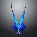 Elegant Fairy Character With Transparent Iridescent Blue Purple Gradient Butterfly Wings And Glowing Base