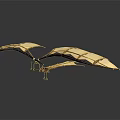 Golden Dark Winged Flying Model With Double Wings And Skeleton Structure 3d model