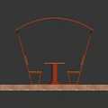 Functional Outdoor Table With Red Metal Frame Transparent Canopy And Benches On Brick Paved Floor