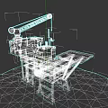 Industrial Factory Building With Crane Platform Metal Structure And Illuminated Lights