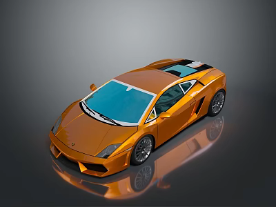 Orange Sports Car with Sleek Body Design Glass Roof and Modern Wheels 3d model