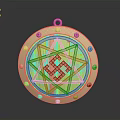 Golden Circular Pendant With Intricate Geometric Pattern And Rivet Decoration For Daily Life Accessory