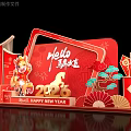 Red Themed Art Installation Featuring Dragon Figure And Traditional Decorations For 2026 New Year