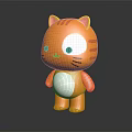 Cute Orange Striped Cat Cartoon Figure With White Belly And Pink Ears