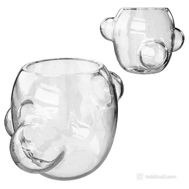 Transparent Glass Drinkware With Unique Bulge Design 3d model 