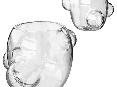 Transparent Glass Drinkware With Unique Bulge Design 3d model